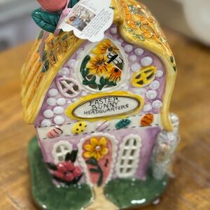 Colorful Easter Bunny Headquarters Ceramic House